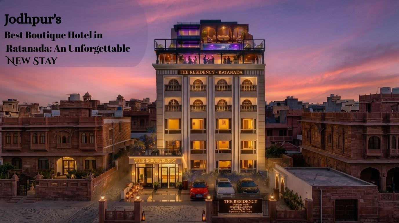 Best boutique hotel in Jodhpur - The Residency Ratanada exterior at sunset  Boutique Hotel in Jodhpur | Ratanada - The Residency